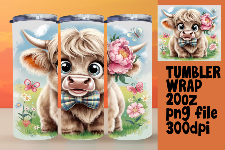 ELEGANT 20oz Tumbler Graphic for DIY , Cute Cow