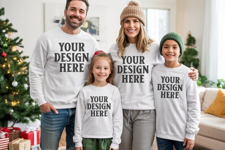 Christmas Family Matching T-Shirt Mockups | Holiday Group