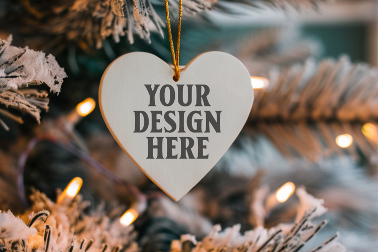 Holiday Love Heart Ornament Mockups | Romantic Christmas Tre