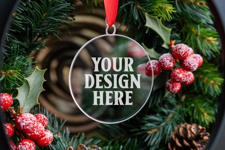 Acrylic Christmas Ornament Mockups | Clear Holiday Ornament example image 1