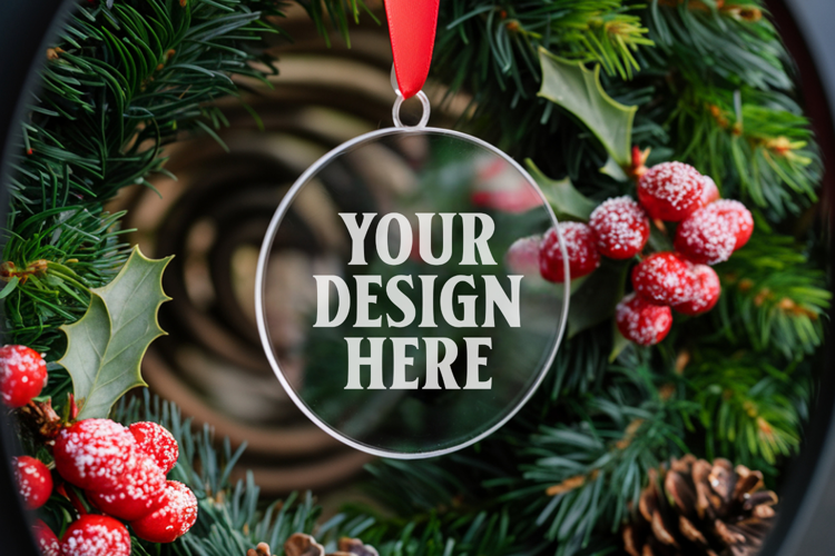 Acrylic Christmas Ornament Mockups | Clear Holiday Ornament