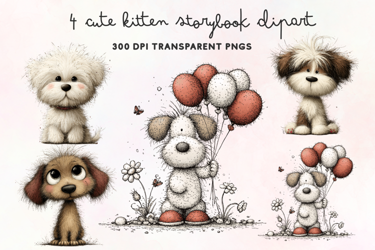 Cute Watercolor Dogs Clipart PNG