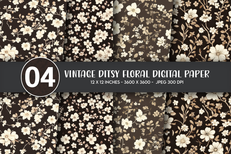 Vintage Ditsy Floral Digital Paper