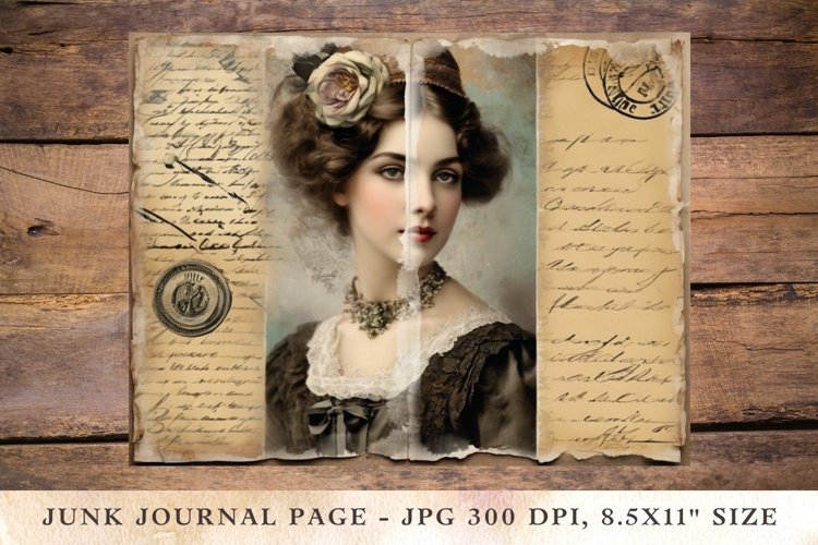 Printable Junk Journal Pages victorian girl 4 example image 1