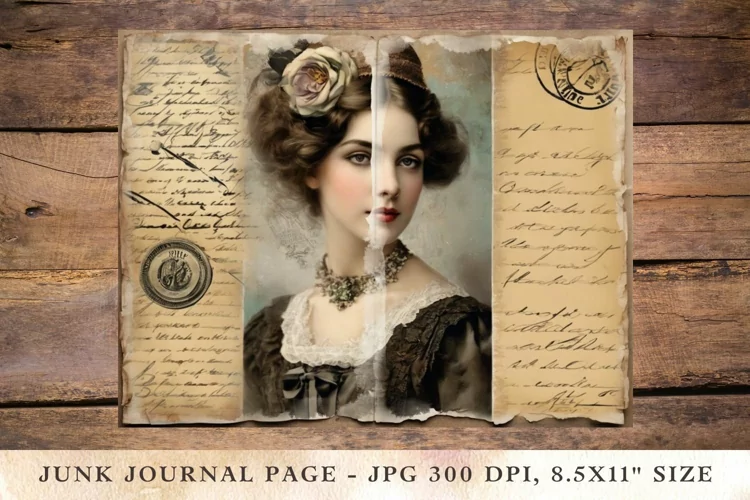 Printable Junk Journal Pages victorian girl 4