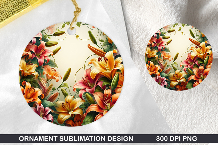 Flowers Stained Glass Ornament PNG, Digital Download File