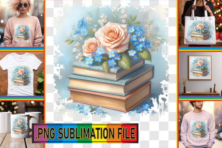 Cozy TSHIRT Designs Ideas PNG, Book and flower