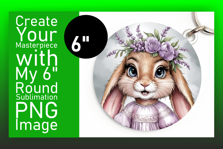 Stylish Round Design for Keychains , Cute Bunny