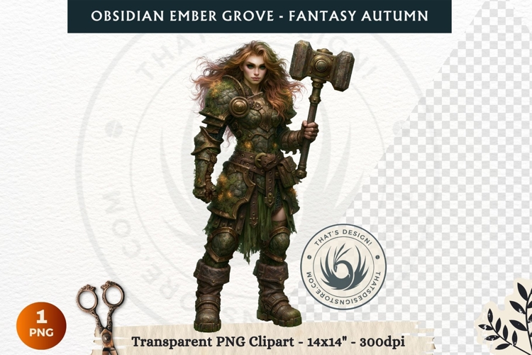 Dark Autumn Fantasy Clipart PNG for RPG Obsidian Ember Grove