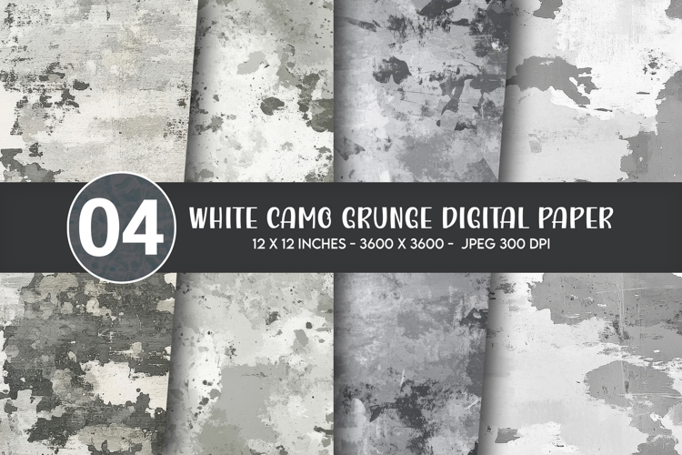 White Camo Grunge Digital Paper example image 1