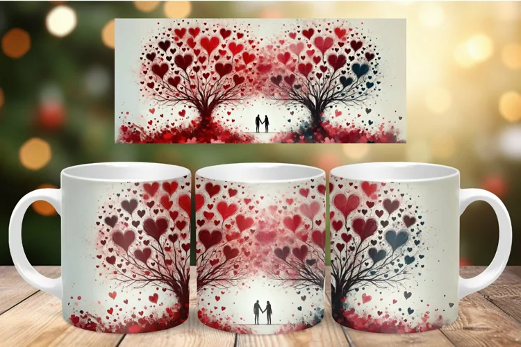 Valentine Mug Wrap Sublimation - couple love tree