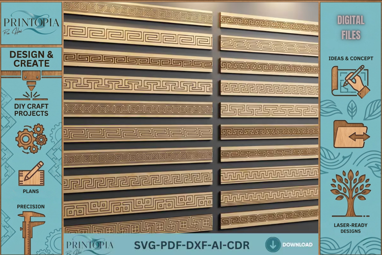 Greek Key Border Designs Meander Pattern Laser Cut Files Dec