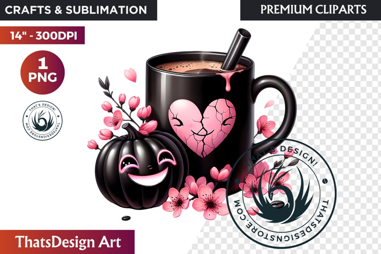 Pastel Goth Halloween Drinks - Kawaii Spooky Clipart PNG