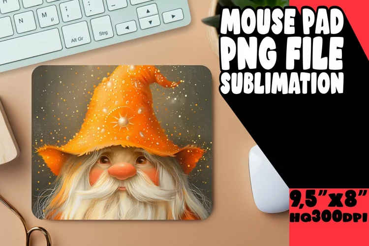 Cozy Cottage: Watercolor Gnome Mouse Pad Design Sublimation