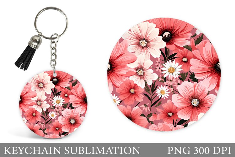 Flowers Keychain Sublimation. Flowers Keychain Design