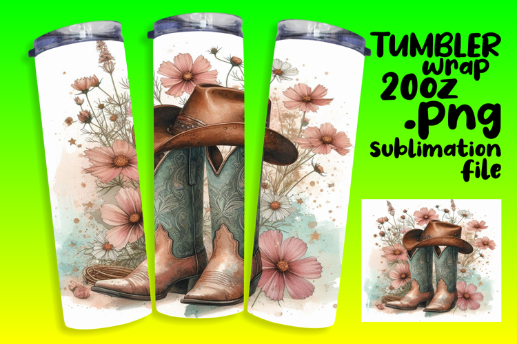 20oz Tumbler Template for Personal Use , Western