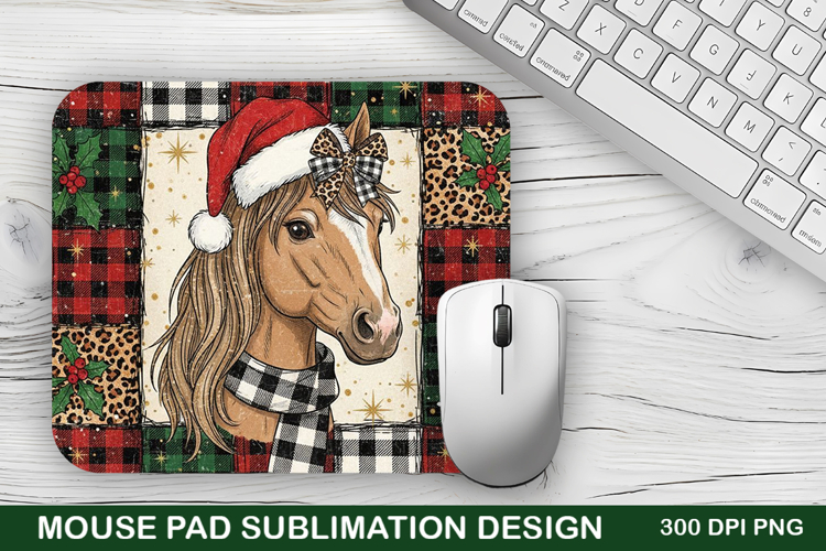 Christmas Horse Mouse Pad Sublimation - Christmas Design