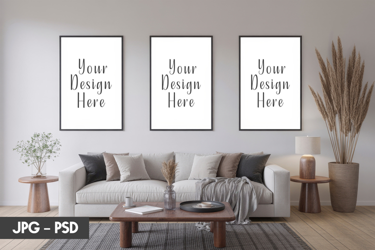 Wide Triple Frame Mockup PSD