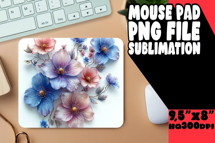 Playful Vibrant Floral Pattern Mouse Pad: Colorful Edition