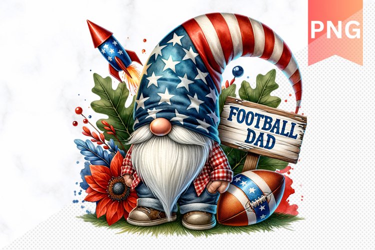Football Dad - 4th Of July Sublimation - Clipart PNG Design