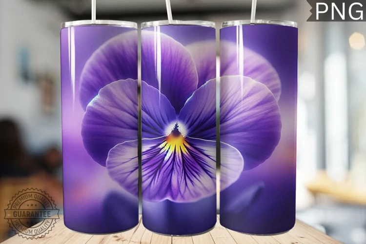 Pansy Flower Tumbler Wrap - Tumbler Design
