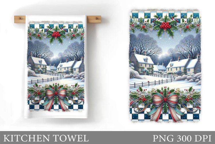 Winter Kitchen Towel. Christmas Kitchen Towel Sublimation example image 1