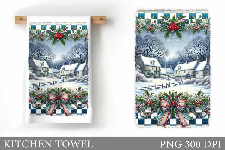 Winter Kitchen Towel. Christmas Kitchen Towel Sublimation