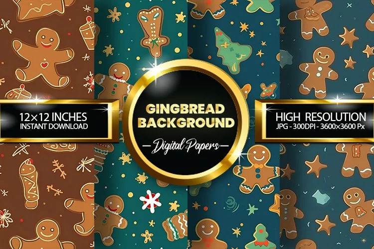 Gingbread Background Digital Papers - 04 Variations