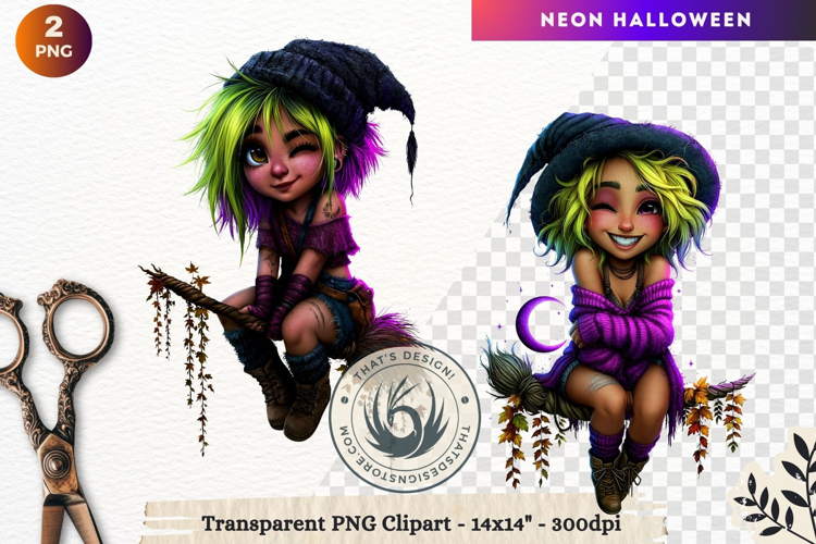 Neon Halloween Character Clipart Spooky Kawaii