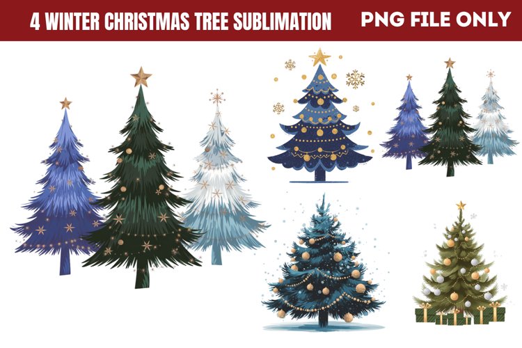 Winter Christmas Tree Sublimation PNG