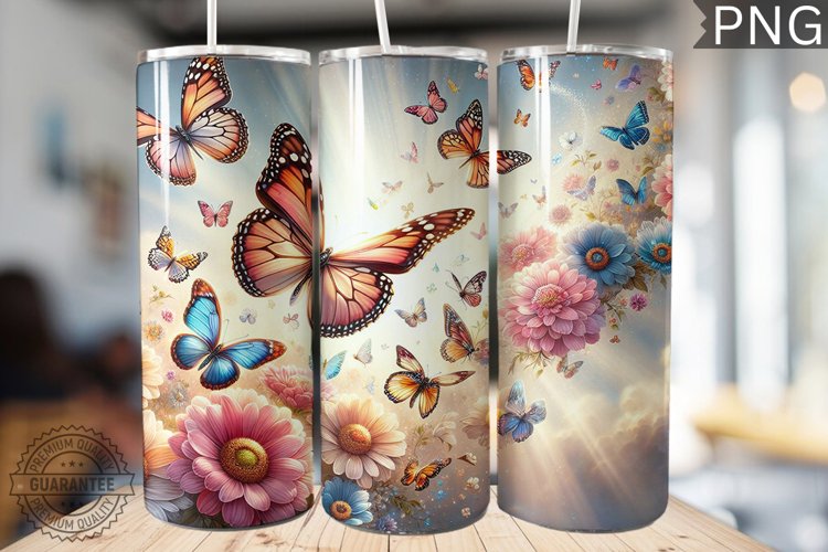Butterflies Tumbler Sublimation - Tumbler PNG Design