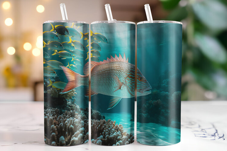 Fish Tumbler Wrap | Sublimation | Tumblers example image 1