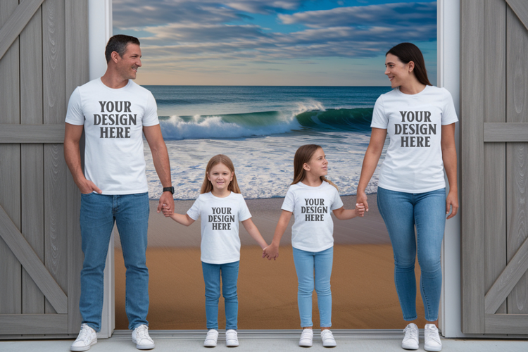 Bella Canvas 3001 Family Group T-Shirt Mockup