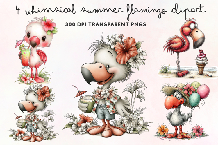 Cute Flamingo Clipart Image 4