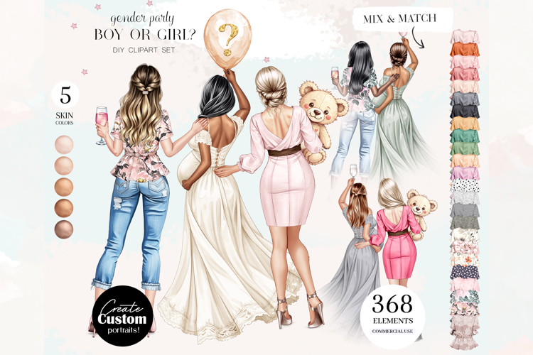 Gender Party Clipart Portrait Creator
