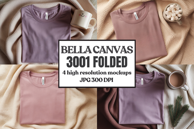 Christmas Bella Canvas 3001 Folded Tshirt Mockup