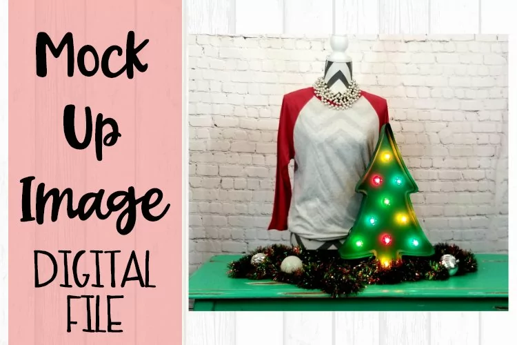 Red Raglan Christmas Mock Up