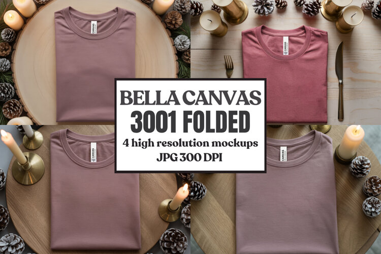 Christmas Bella Canvas 3001 Folded Tshirt Mockup example image 1
