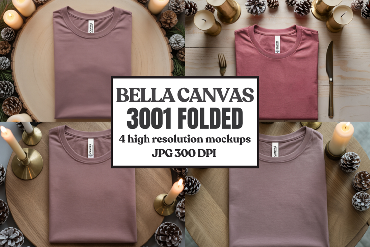 Christmas Bella Canvas 3001 Folded Tshirt Mockup