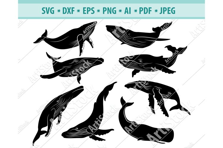 Humpback Whale SVG, Whale Svg, Sea life Svg, Dxf, Png, Eps example image 1