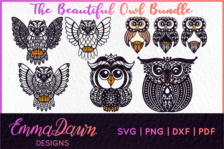 THE BEAUTIFUL OWL SVG BUNDLE MANDALA / ZENTANGLE 4 DESIGNS example image 1