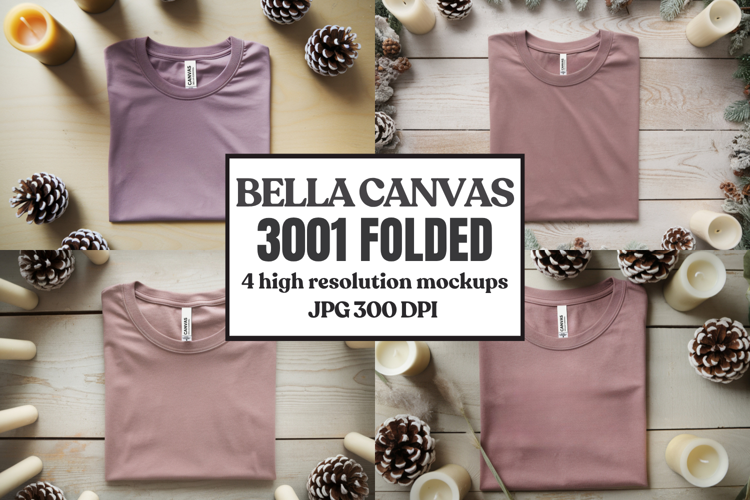 Christmas Bella Canvas 3001 Folded Tshirt Mockup