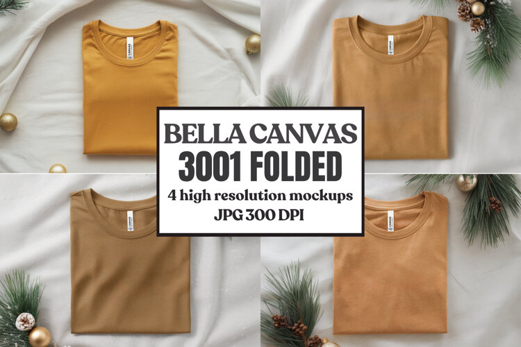 Christmas Bella Canvas 3001 Folded Tshirt Mockup example image 1