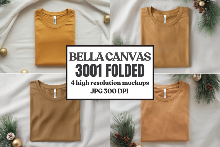 Christmas Bella Canvas 3001 Folded Tshirt Mockup