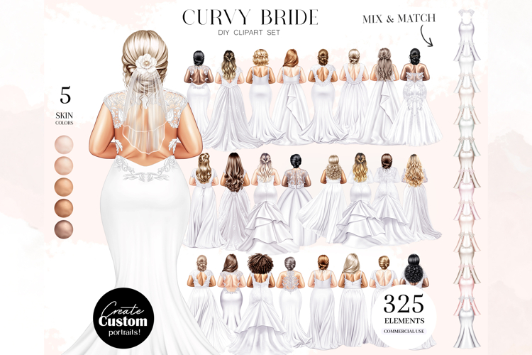 The Curvy Bride Clipart Portrait Creator
