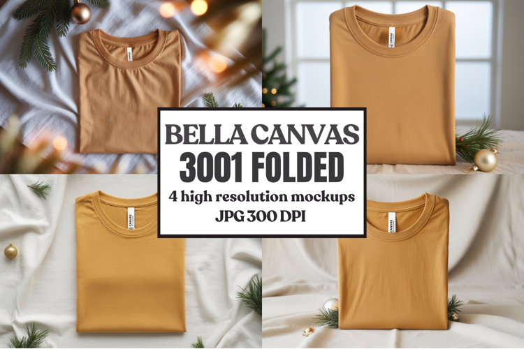 Christmas Bella Canvas 3001 Folded Tshirt Mockup