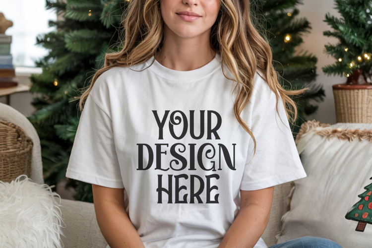 Christmas Gildan 18000 White Crewneck Sweatshirt Mockup
