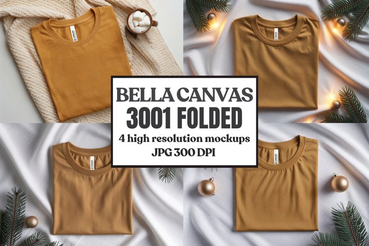 Christmas Bella Canvas 3001 Folded Tshirt Mockup