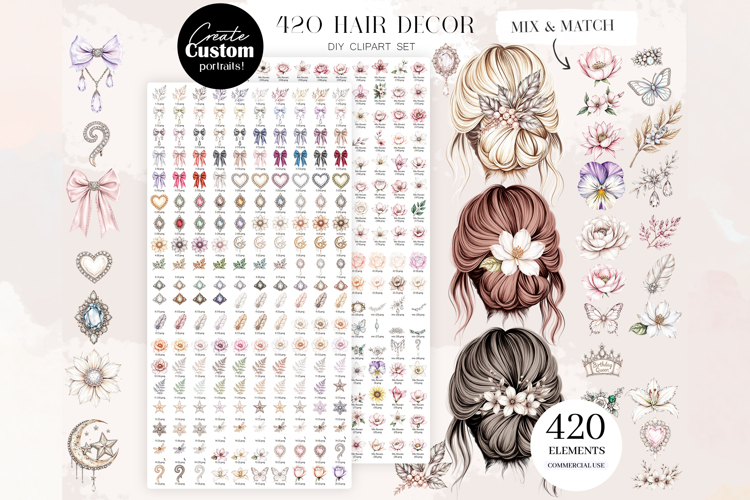 Hair Decor DIY Clipart Set Addon
