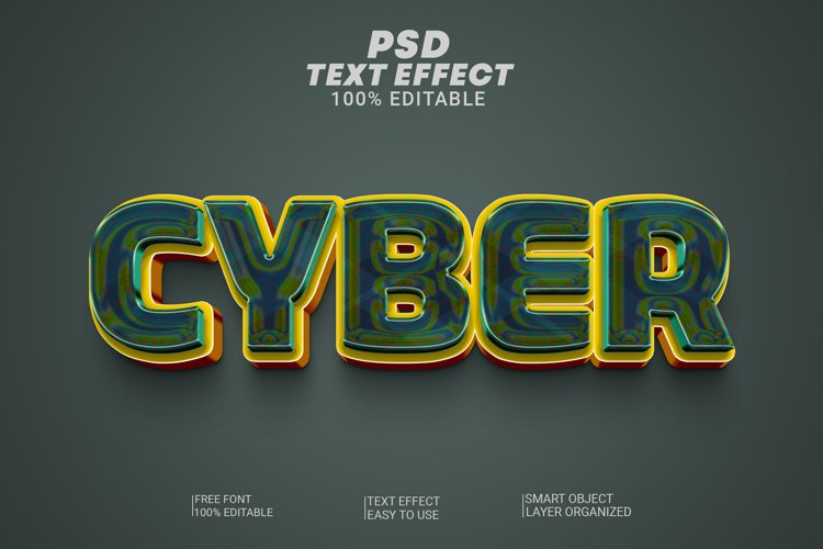 PSD 3d Cyber text effect style